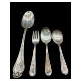 LOT OF 4 STERLING SILVER FORK AND SPOONS