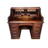 TIGER OAK RAISED PANEL S ROLL TOP DESK