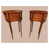 2 FRENCH OVAL 3 DRAWER STANDS