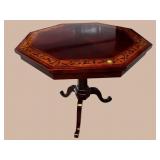 KINDEL MAHOGANY INLAID OCTAGON SHAPED PEDESTAL