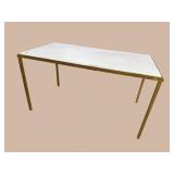 GLOBAL VIEW ORNATE MARBLE TOP BRASS COFFEE TABLE