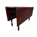 SOLID WALNUT TURNED LEG DROP LEAF TABLE