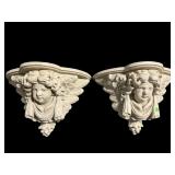 2 CHERUB WALL SCONCE SHELVES