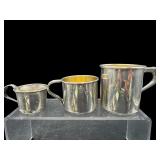3 SOLID STERLING SILVER BABY CUPS 6.2 OZ