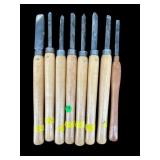 LOT OF 8 WOOD LATHE TURNING TOOLS/CHISELS