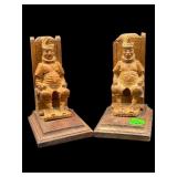 PR OF SPANISH HAND CARVED WOODEN BOOKENDS