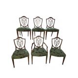 6 MAHOGANY SHIELD BACK CHAIRS