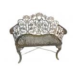 CAST ALUMINUM LEAF AND ACORN GARDEN BENCH