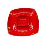VIETRI RED AND POLKA DOT CHIP AND DIP PLATE