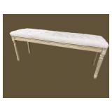 FRENCH STYLE DISTRESSED PAINTED TUFTED BENCH