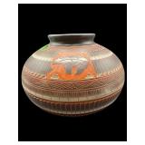 SIGNED DONNA T. DINE TERRACOTTA AZTEC VASE