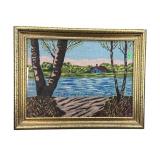 EARLY SCENIC RIVER SCENE NEEDLEPOINT