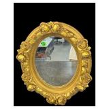 19TH CENTURY HEAVY PLASTER ROSE OVAL MIRROR