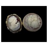 PAIR OF COSTUME CAMEOS PINS
