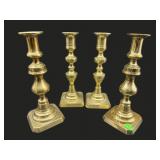 2 PRS BRASS PUSH UP CANDLESTICKS