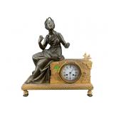 GOLD DECORATED BRONZE FIGURAL FRENCH CLOCK