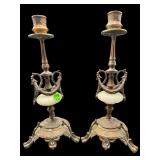 PR OF REGENCY STYLE MARBLE AND METAL CANDLESTICKS