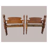 2 SOLID WALNUT ANTIQUE ACORN TOP SINGLE BED