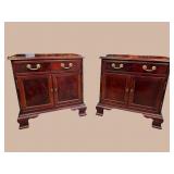 2 BERNARDT MAHOGANY BANDED NIGHTSTANDS