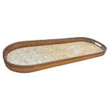 LARGE OPULENT MOTHER OF PEARL AND WICKER TRAY