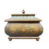 LARGE ORIENTAL ACCENTS DECORATIVE FOOTED BOX