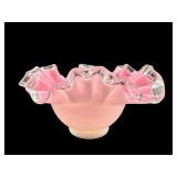 FENTON PEACH CREST CASED GLASS RUFFLED BOWL