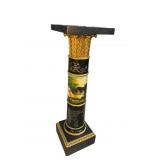 BRONZE AND MARBLE PAINT DECORATED PEDESTAL, AS IS
