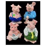4 PC LOT WADE ENGLISH POTTERY PIG BANKS