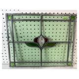 ANTIQUE GREEN LEADED GLASS PANEL