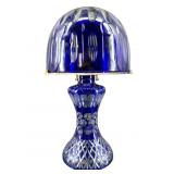 BOHEMIAN COBALT CUT TO CLEAR HURRICANE LAMP