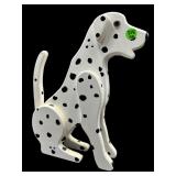 WOODEN PAINT DECORATED DALMATION WITH GLASS EYES