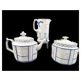 3 PCS ANTIQUE CASTLEFORD STONEWARE TEASET