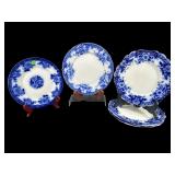 5 PC LOT VARIOUS MAKER FLOW BLUE PORCELAIN