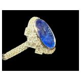 PLATINUM SRI LANKA  BLUE SAPPHIRE & DIAMOND RING
