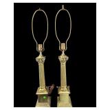 2 BRASS NEOCLASSICAL COLUMN TABLE LAMPS