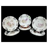 SET OF 6 PORCELAIN GERMAN RETICULATED FLORAL