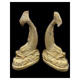 PR OF BRASS ORIENTAL COY FISH BOOKENDS