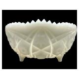 LE SMITH QUINTEC SAW TOOTH MILK GLASS FOOTED BOWL