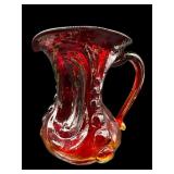 KANAWHA GLASS AMBERINA CADMIUM GLOW PITCHER