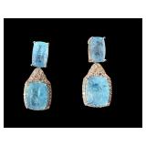 PR OF PLATINUM AQUAMARINE & DIAMOND DANGLE