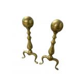 PR OF BRASS CANNONBALL ANDIRONS