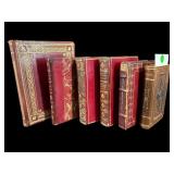 LOT OF 6 MISC ANTIQUE LEATHER BOOKS