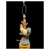 LARGE MAJOLICA STYLE ROOSTER TABLE LAMP