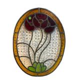 OVAL FLORAL ANTIQUE LEADED GLASS PANEL