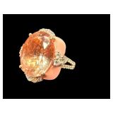 14K NATURAL MORGANITE AND DIAMOND RING