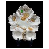 LIMOGES LEAF SHAPED HAND PAINTED SERVING DISH
