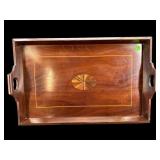 ANTIQUE MAHOGANY INLAID SERVING TRAY