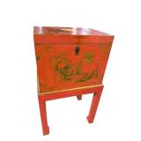 CHINOISERIE DECORATED BOX ON STAND AS IS