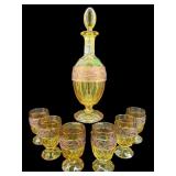 7 PC SET AMBER EMBOSSED DOVE, GRAPE & LEAF