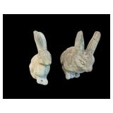 LOT OF 2 CONCRETE RABBITS